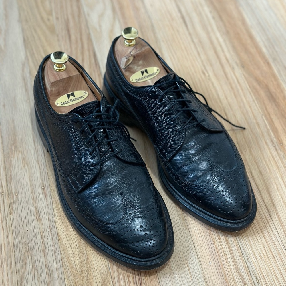 Allen Edmonds MacNeil Black Calf Longwing Pebble Grain Derby 9 D